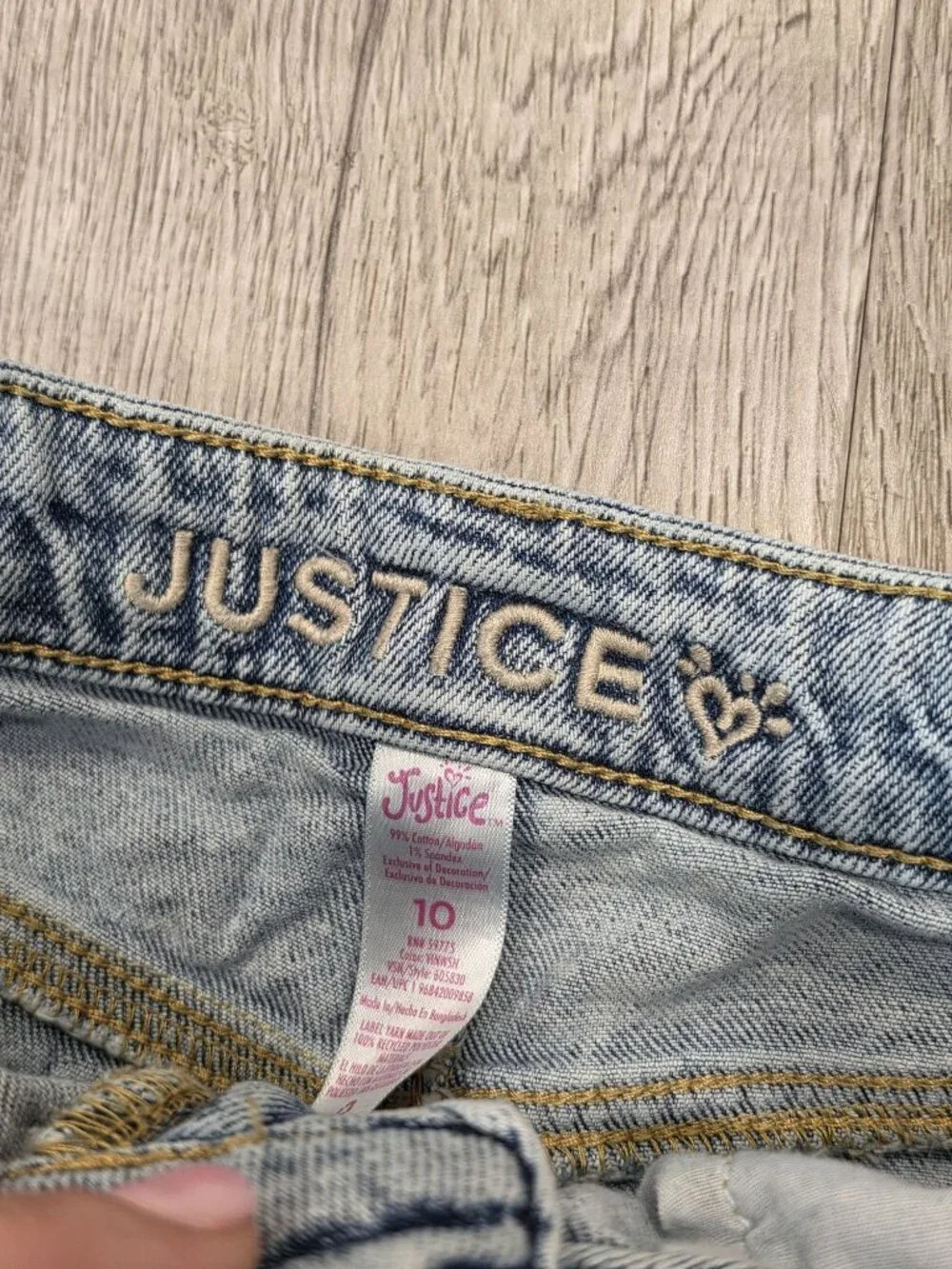 Justice Girls Size 10 Mini Mom Denim Shorts Distressed Cutoff Light Wash